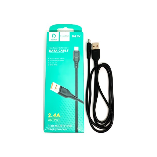 DENMEN FAST CHARGING CABLE D01V MICROUSB 2.4A BLACK